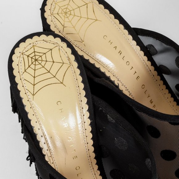 Charlotte Olympia Black Polka Dot Fringe Wedges - Picture 9 of 9